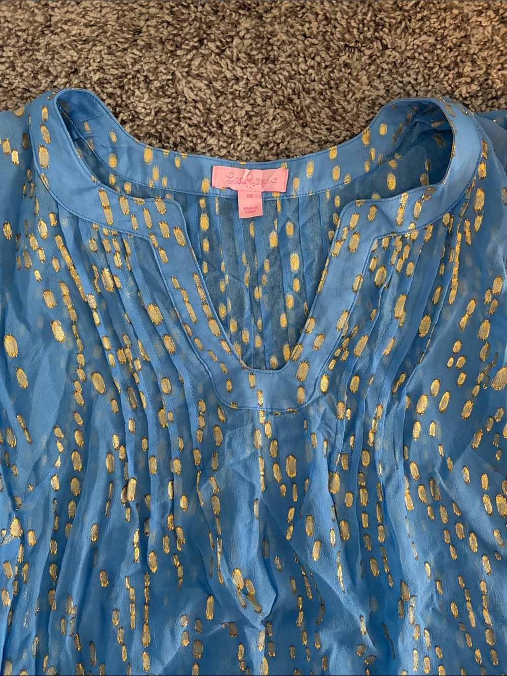 Lilly Pulitzer Blue and gold Blouse - Picture 2 of 5
